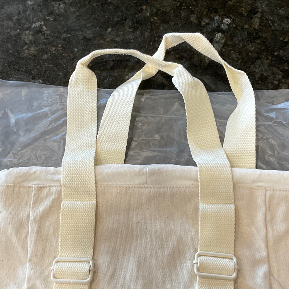 Elegant “IMAGE” Cream Canvas Drawstring Backpack/… - image 3